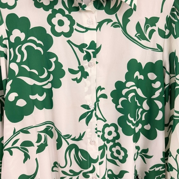 Sunday up Green Floral Ruffle Hem Montecito Dress Small - Picture 6 of 9